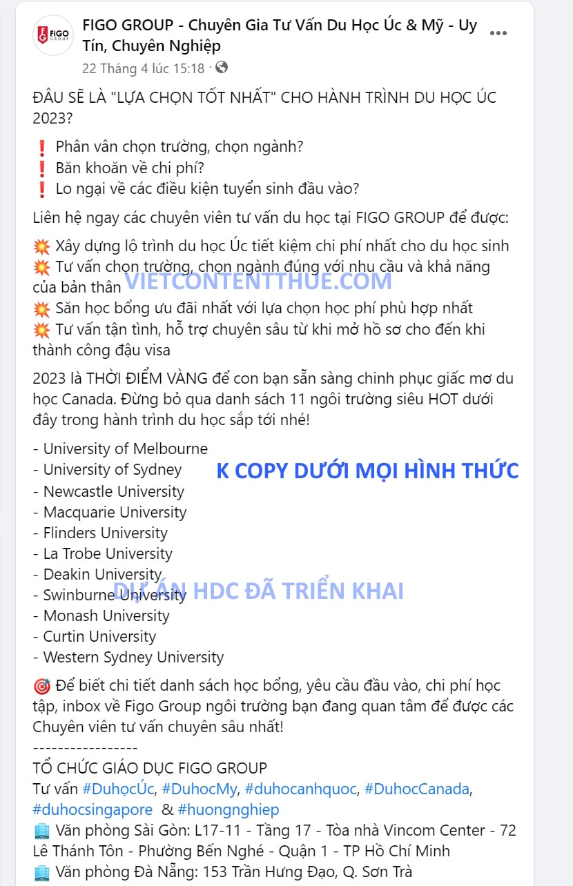 Mẫu content du học Úc