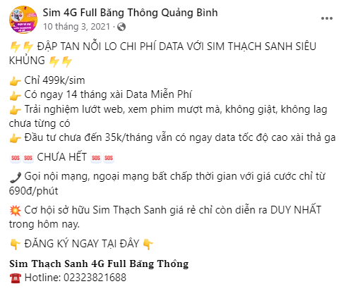 Mẫu content HDC đã thực hiện quảng bá Sim Thạch Sanh