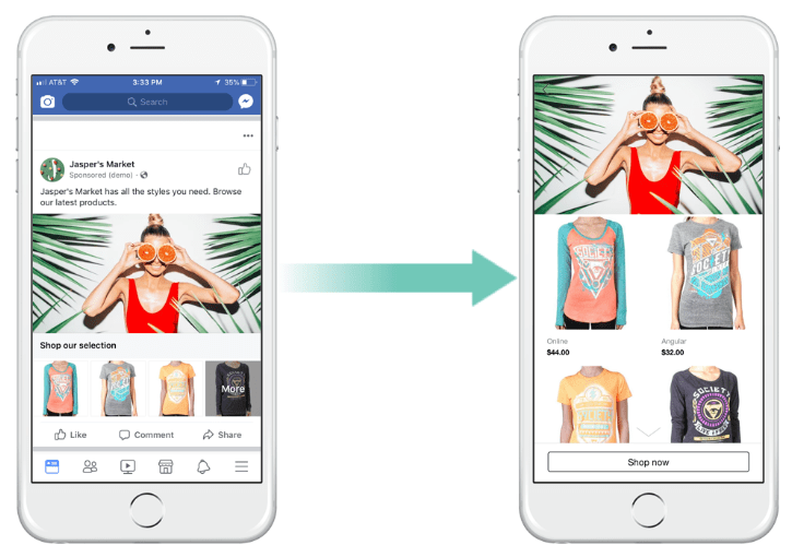 Dạng quảng cáo Collection trên Facebook