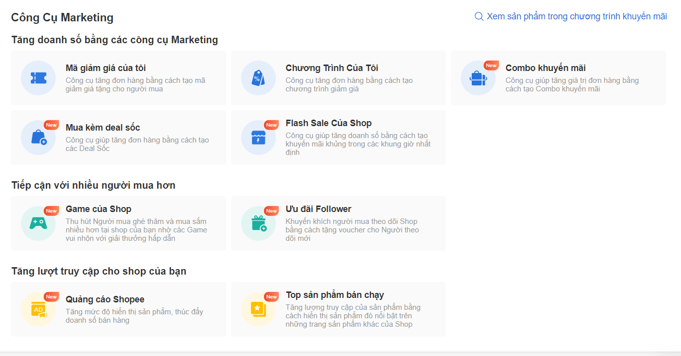 Các công cụ Marketing trên shopee được nhiều shop sử dụng