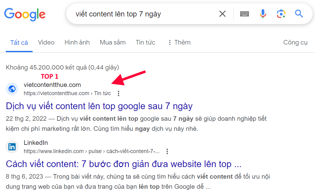 Bài viết lên top 1 nhờ viết bài chuẩn seo