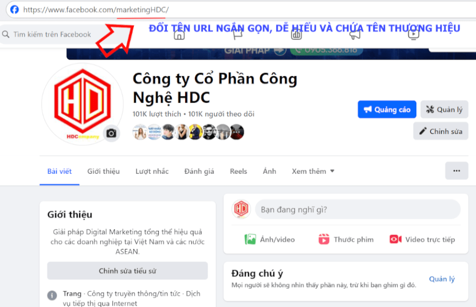 Fanpage công ty HDC đã được tối ưu
