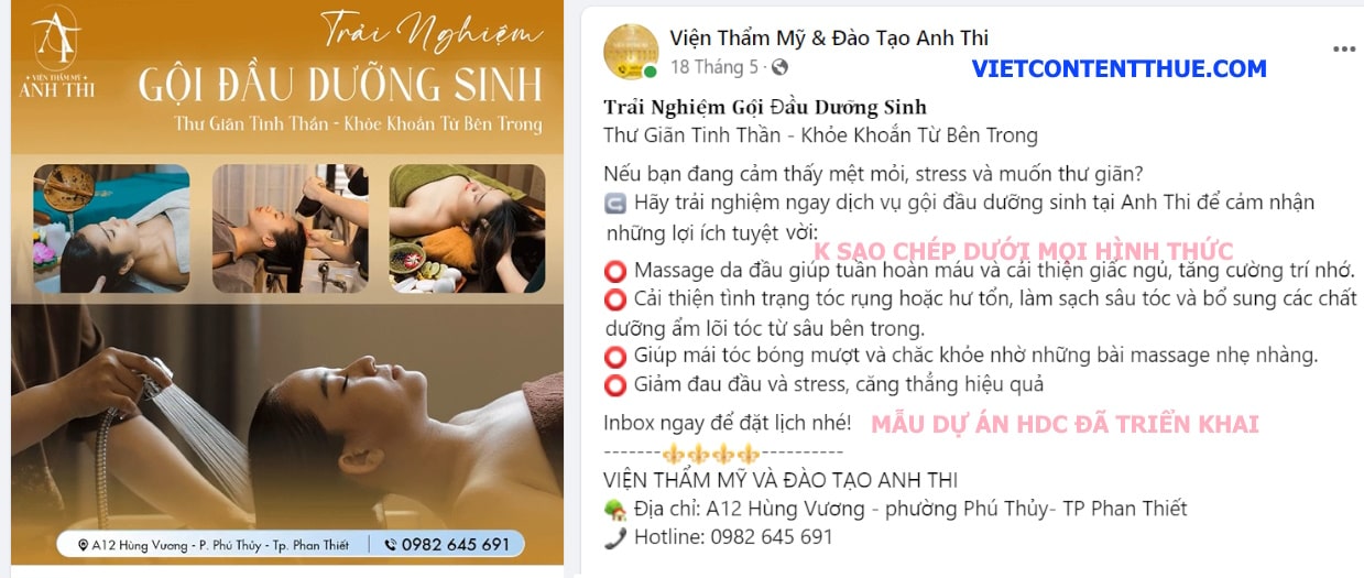 mẫu content về gội đầu dưỡng sinh