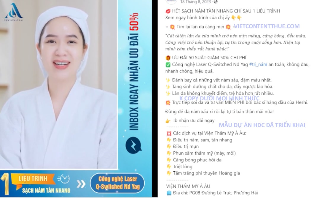 Mẫu content trị nám tàn nhang