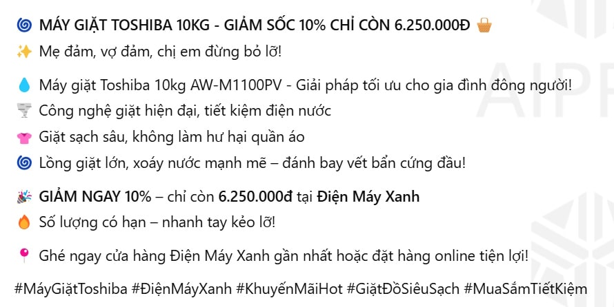 Bài viết quảng cáo điện lạnh do Chatgpt thực hiện