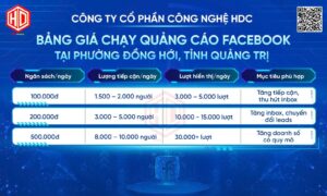 bảng giá chạy quảng cáo Facebook tại Quảng Trị